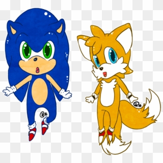 Chibi Sonic And Tails =- - Cartoon, HD Png Download