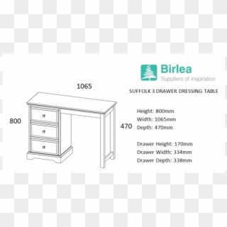 Birlea Suffolk White Pine Furniture 3 Drawer Dressing - Birlea, HD Png Download