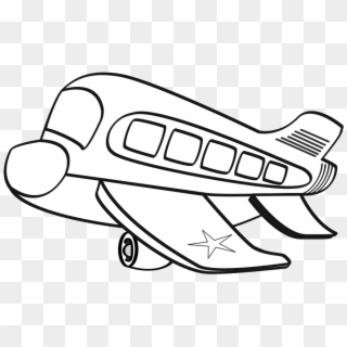 Funny Airplane Clipart Black And White Cartoon Plane - Airplane Clipart Black And White, HD Png Download