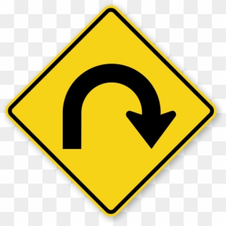 Hairpin Curve Right - U Turn Traffic Sign, HD Png Download