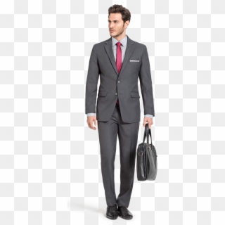 Blue Checked Merino Wool Suit Grey Wool Suit - Suit, HD Png Download