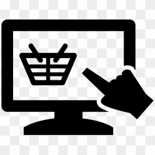 Hand Pointing On A Monitor Screen With A Shopping Basket - Shopping Cart, HD Png Download