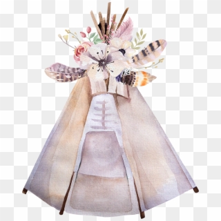 Beautiful Flower Light Deer Tent Horn Antler Clipart - Watercolor Tipi, HD Png Download