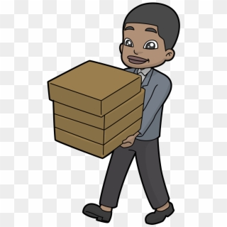 Black Guy Carrying A Stack Of Boxes Cartoon - Cartoon, HD Png Download