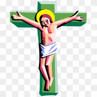 Vector Illustration Of Christian Crucifixion With Jesus - Jesus Christ On The Cross Clip Art, HD Png Download