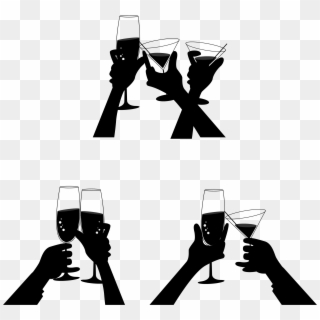 Champagne Euclidean Vector Toast Cup - Brindis Silueta Blanco Y Negro Png, Transparent Png