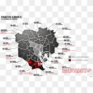 This Is The Official Map Of Tokyo Ghoul - Tokyo Ghoul District Map, HD Png Download