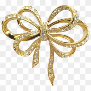 Kjl For Avon Lustrous Bow Collection Gold Tone Rhinestone - Body Jewelry, HD Png Download