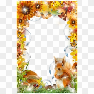 Autumn Photo Frame With Squirrel Page Borders, Borders - Squirrel Frame, HD Png Download