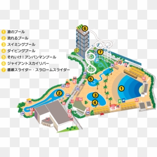 Slider Of Three Kinds Of Five Pools - よみうり ランド プール 地図, HD Png Download
