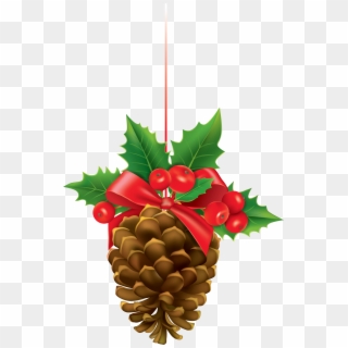 Christmas Pinecone With Mistletoe Clipart Image - Free Christmas Pine Cone, HD Png Download