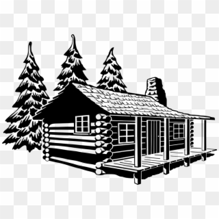 Cabin, Log Cabin, Log Home, Rustic, Abode, House - Cabin Clip Art Black And White, HD Png Download