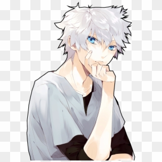 Killua Zoldyck Fan Art - Grey Hair And Blue Eyes Boy Anime, HD Png Download