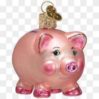 Piggy Bank Old World Glass Ornament - Glass Pig Christmas Ornaments, HD Png Download