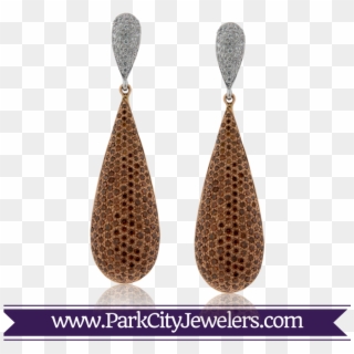 Cognac And White Diamond Pave Drop Earrings , Png Download, Transparent Png