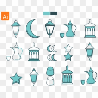 Ramadan Kareem Icons - Ramadan Vector Png Transparent, Png Download