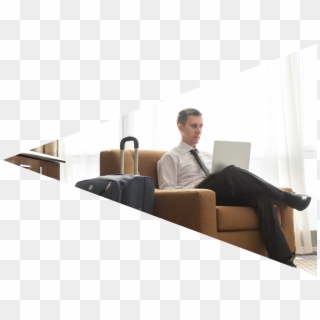 Business Man Working On Laptop In Hotel Room - Business, HD Png Download