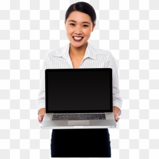 Girl With Laptop - Girl On Computer Png, Transparent Png
