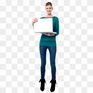 Girl With Laptop - Standing Girl With Laptop Png, Transparent Png