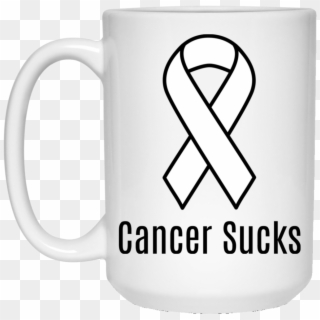 Cancer Sucks White Ribbon Lung Cancer Awareness - Mug, HD Png Download