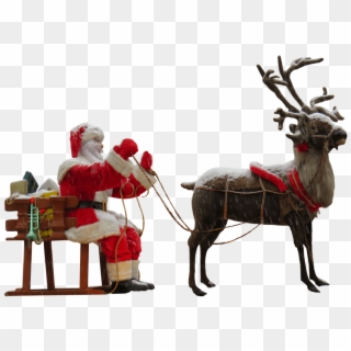 Santa Reindeer Png - Png Santa Claus And Reindeer, Transparent Png