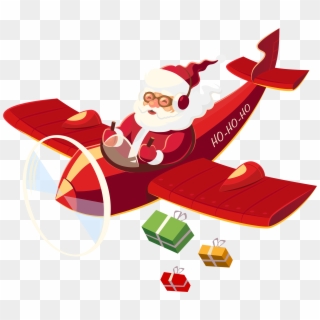 Santa Claus With Plane Png Clipart - Santa Claus Airplane Png, Transparent Png