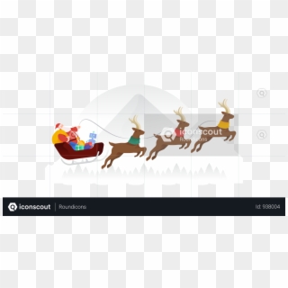Santa Flying Over Mountains Illustration - Illustration Of Santa Flying, HD Png Download
