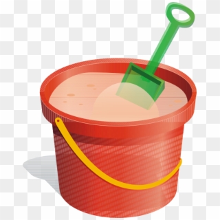 Bucket And Spade Sand Clip Art - Bucket Sand At Beach Clipart, HD Png Download