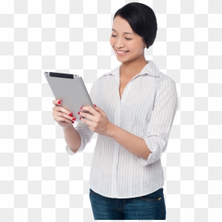 Woman Holding Ipad, HD Png Download