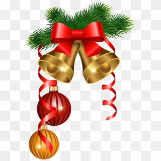 And Golden Tree Decoration Ornaments Christmas Bells - Merry Christmas Bells Png, Transparent Png