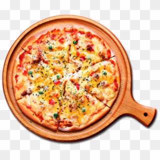 Or Thin Dough Pizza - Pizza On Wooden Plate, HD Png Download