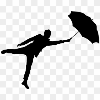 Silhouette Man With Umbrella, HD Png Download