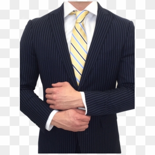 Premium Navy Pinstripe Suit Single Breasted - Navy Blue Suit With Pinstripes, HD Png Download
