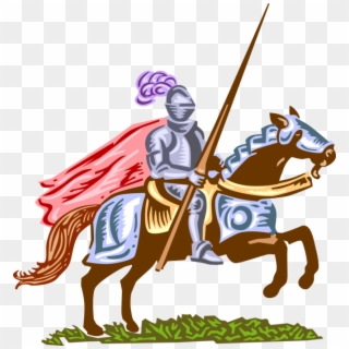 Vector Illustration Of Medieval Knight In Armor On - Knight On Horse Clipart Png, Transparent Png