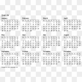 2019 Calendar Png Clipart - Calendar 2019 Monday To Sunday, Transparent Png