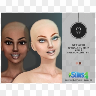 3d Realistic Teeth New Mesh Hq Compatible Category - Sims 4 3d Teeth, HD Png Download