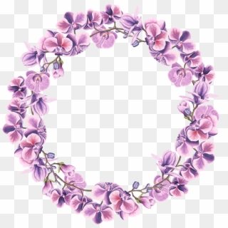 Purple Wreath, Floral Wreath, Flower Frame, Flower - Png Sulu Boya Çiçek, Transparent Png