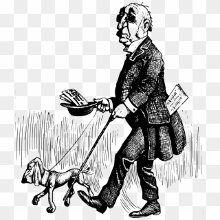 Man Walking Dog Clipart - Blind Man With Dog Clipart Black And White, HD Png Download