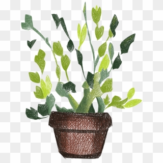 Hand Painted Plants Flowers Fresh Potted Png And Psd - Houseplant, Transparent Png