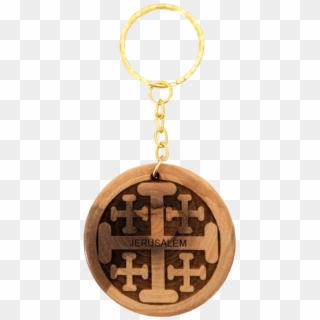 100% Natural Holy Land Olive Wood Keyring Decorated - Keychain, HD Png Download
