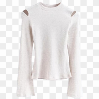 Cut Out Crew Neck Flare Sleeve Knitwear - Sweater, HD Png Download