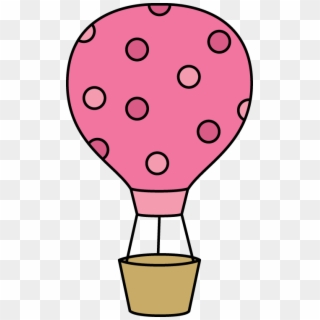 Pink Polka Dot Hot Air Balloon - Blue Hot Air Balloon Clip Art, HD Png Download