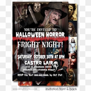 Classic Horror Movie Halloween Invitation Printable - Horror Movie Halloween Invitation, HD Png Download