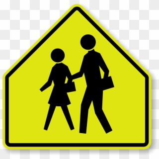 Graphic Royalty Free Library Children S Sku X Crossing - School Zone Sign, HD Png Download