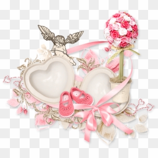 Cluster, Heart, Cupid, Angel, Rose, White, Pink, Tape - Body Jewelry, HD Png Download