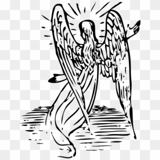 Afterlife Clip Art Download - Angel From Behind Drawing, HD Png Download