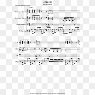 Cocaine - Sheet Music, HD Png Download