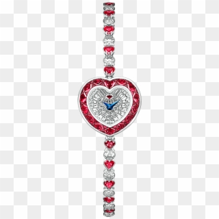 A Rubies And Diamond Watch With Heart Shape Dial On - High Ruby Watch, HD Png Download