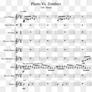 Zombies Sheet Music 1 Of 14 Pages - Plants Vs Zombie Theme Music Sheet, HD Png Download