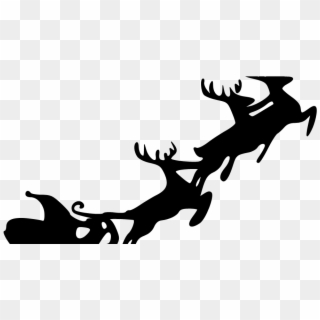 Santa Sleigh Silhouette Png, Transparent Png